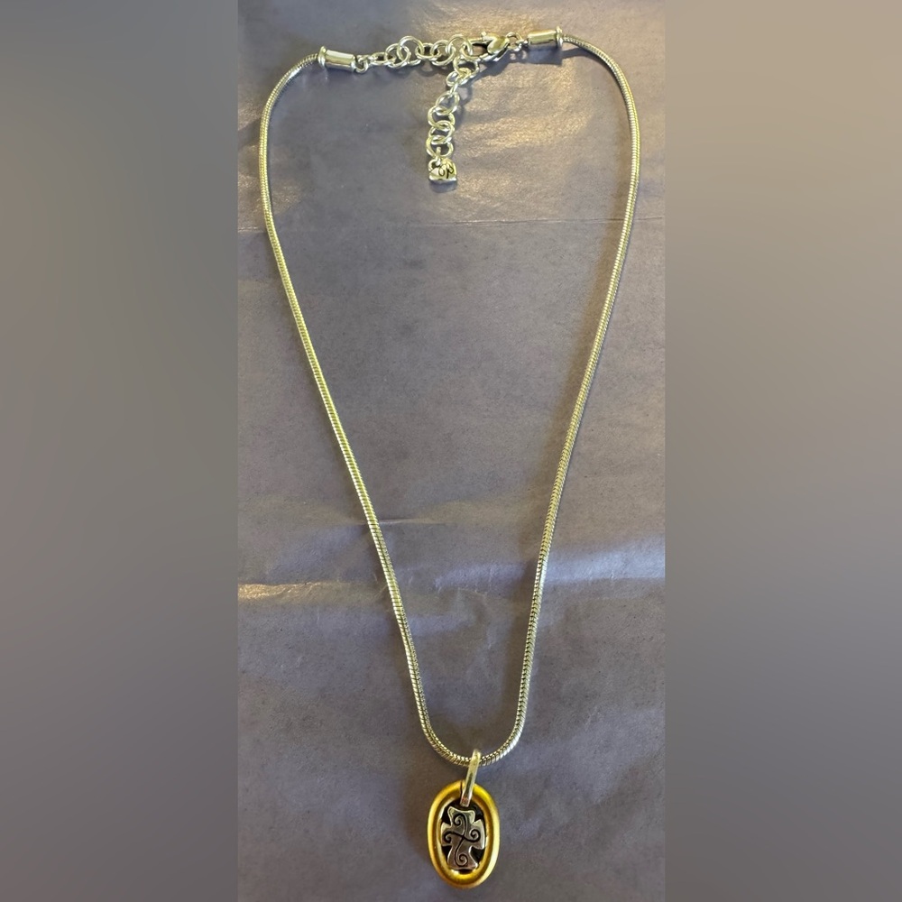 BRIGHTON Classic Silver Snake Chain Necklace - With Cross Pendant